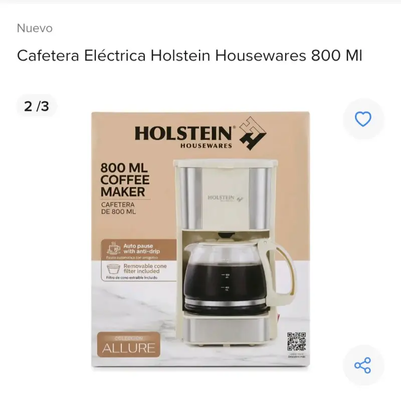 Cafetera Eléctrica Holstein 800ml - 2