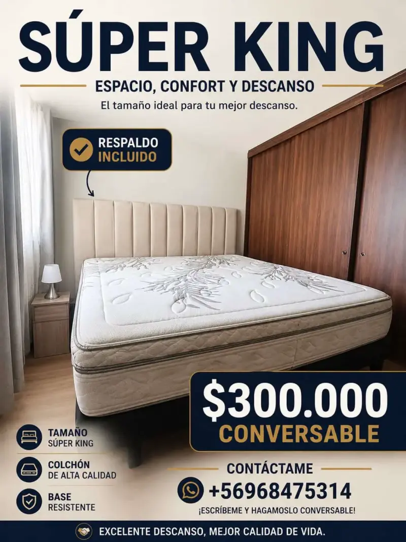 Cama Super King con respaldo