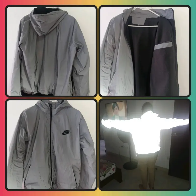 Chaqueta impermeable gris reflectante - 4