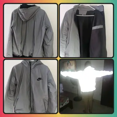 Chaqueta impermeable gris reflectante - miniatura 4