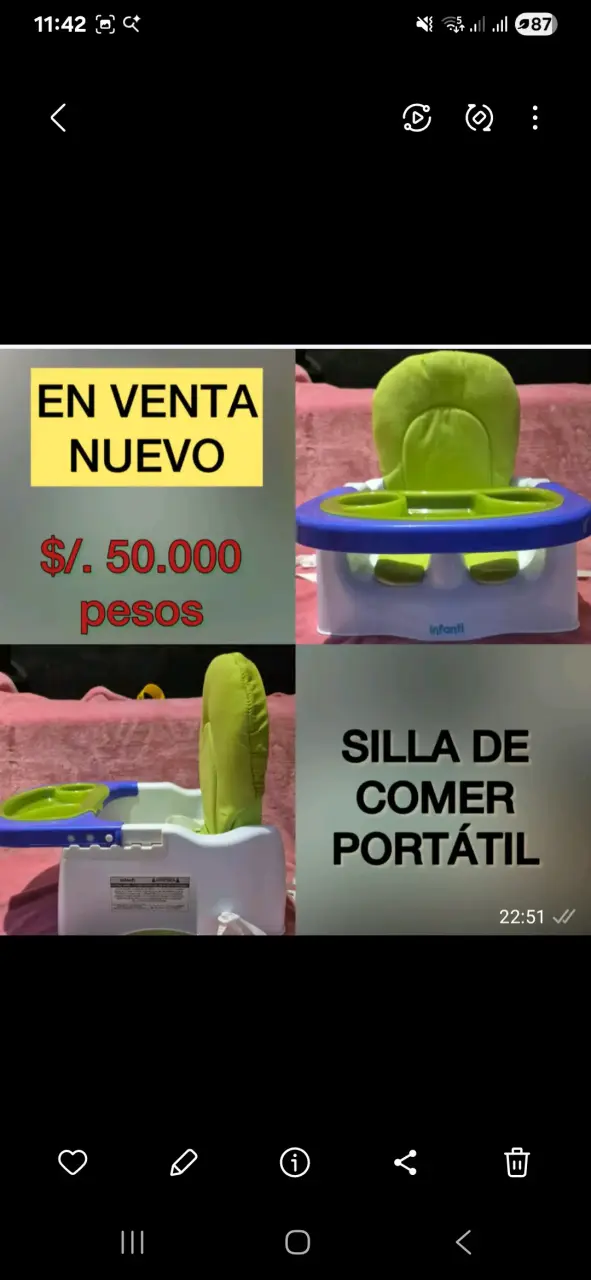 Silla de comer portátil