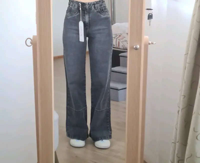 Jeans gris palazzo impecables - 1