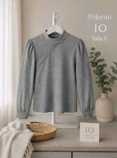 Poleron gris con botones - miniatura 2