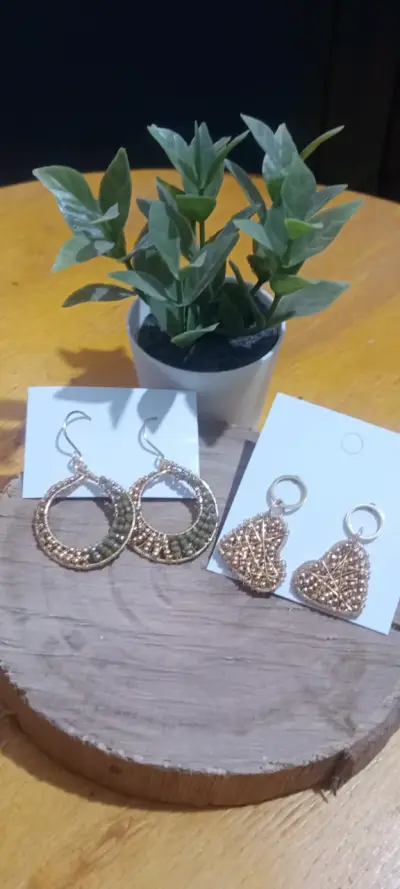 Set de aros tejidos en alambrismo - miniatura 1