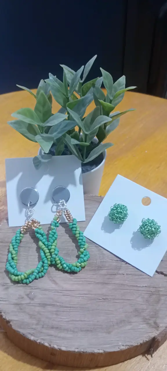 Set de aros tejidos en alambrismo - 4