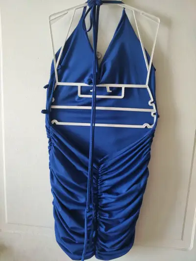 Vestido azul fruncido - miniatura 1