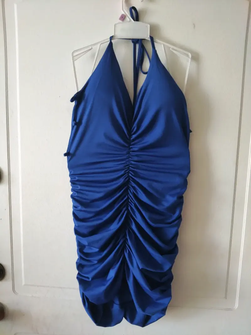 Vestido azul fruncido - 2