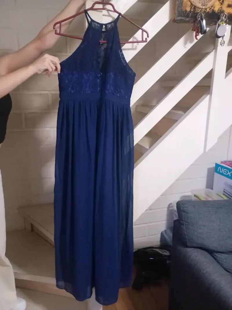 Vestido largo azul encaje - 2