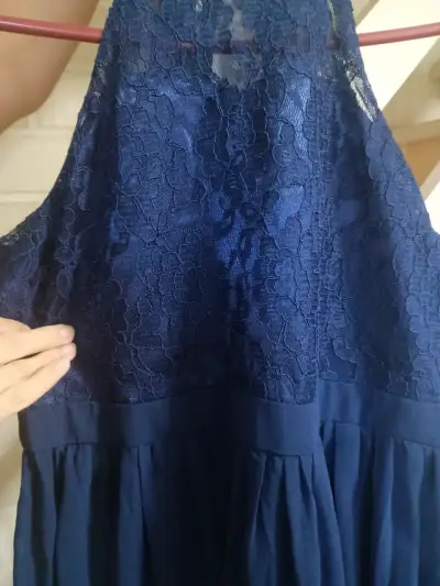Vestido largo azul encaje - miniatura 3