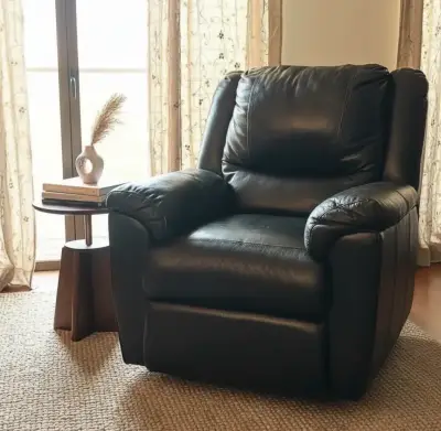 Sillón reclinable de cuero café oscuro Rosen - miniatura 1