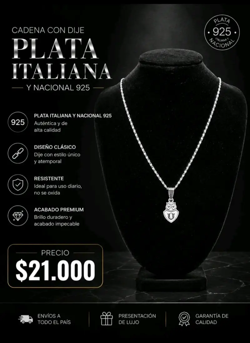 Cadena con dije de plata italiana - 1