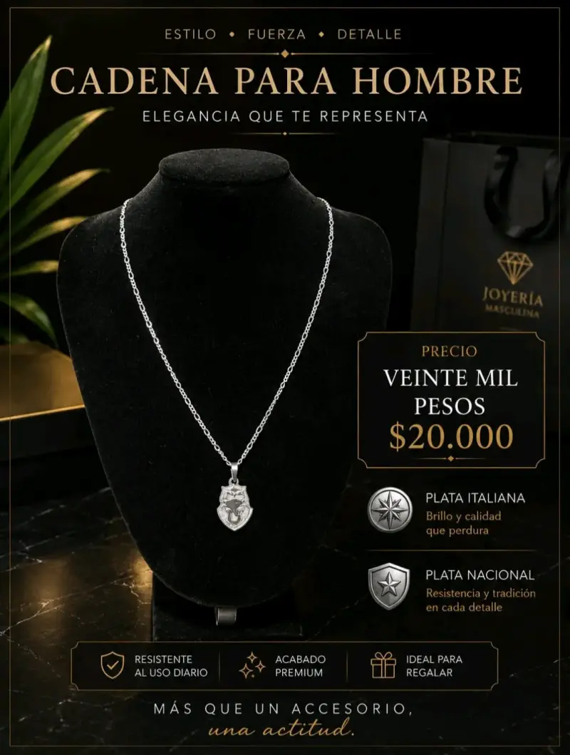 Cadena con dije de plata italiana - 2
