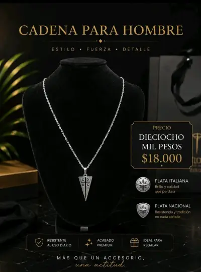 Cadena con dije de plata italiana - miniatura 3