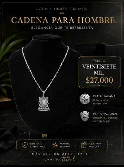 Cadena con dije de plata italiana - miniatura 4