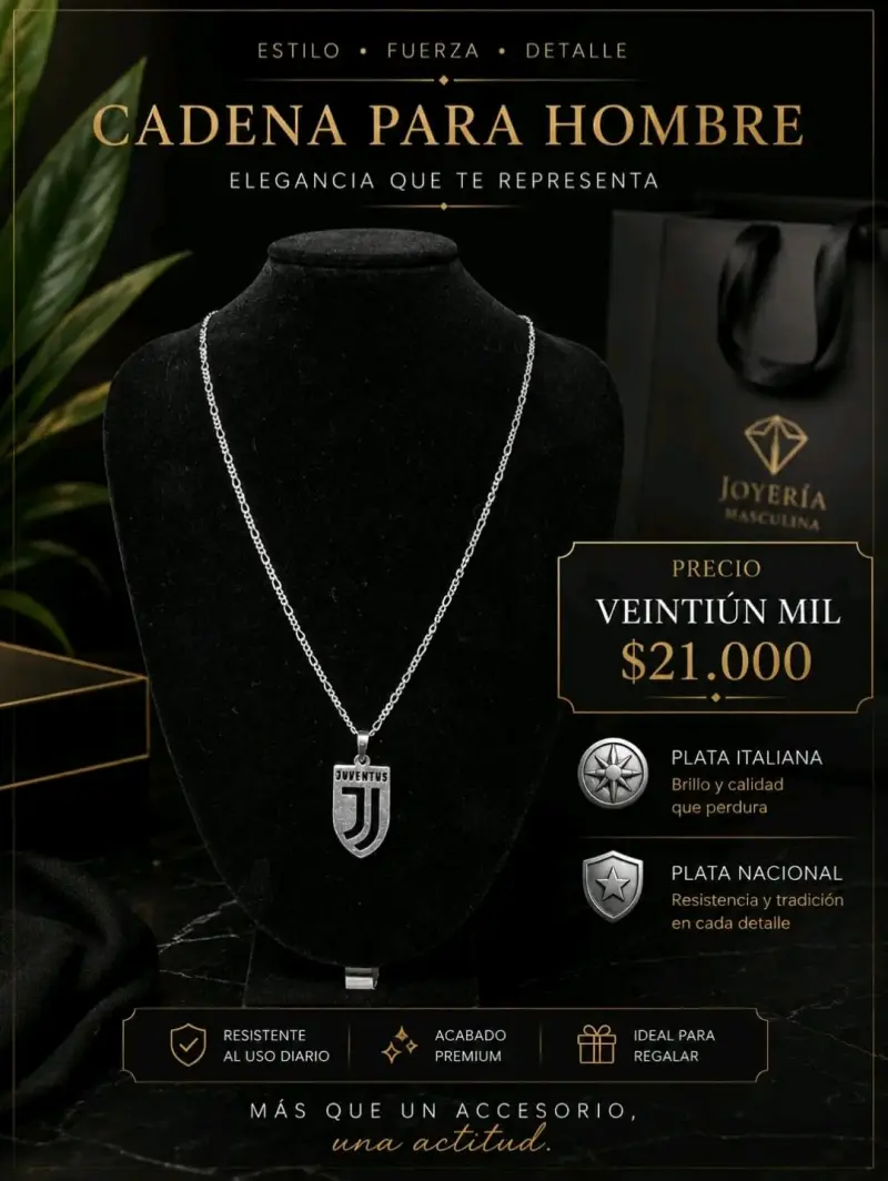 Cadena con dije de plata italiana - 5