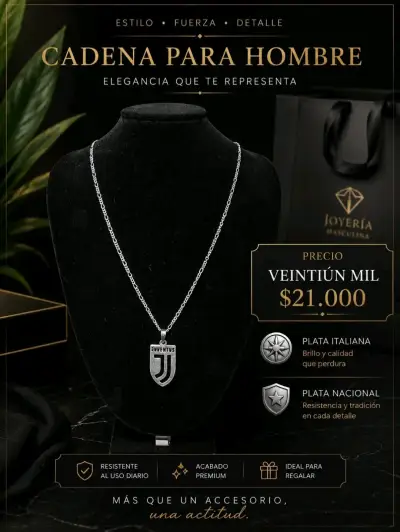 Cadena con dije de plata italiana - miniatura 5