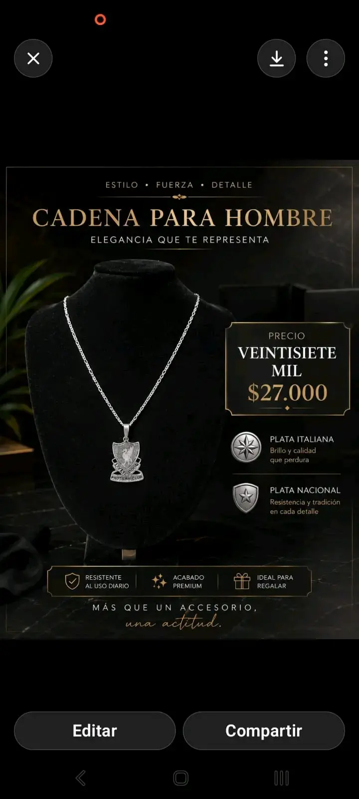 Cadena con dije de plata italiana - 6