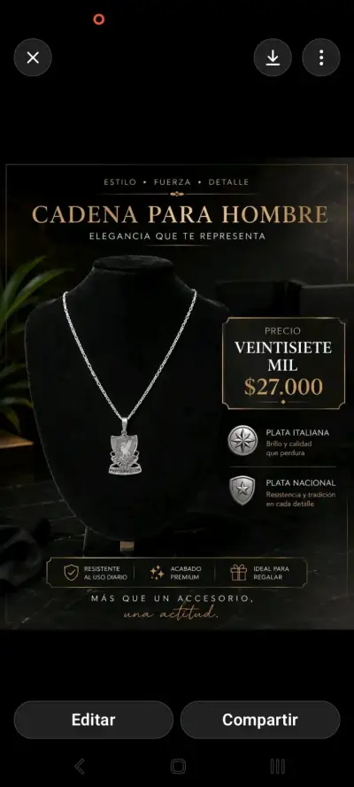 Cadena con dije de plata italiana - miniatura 6