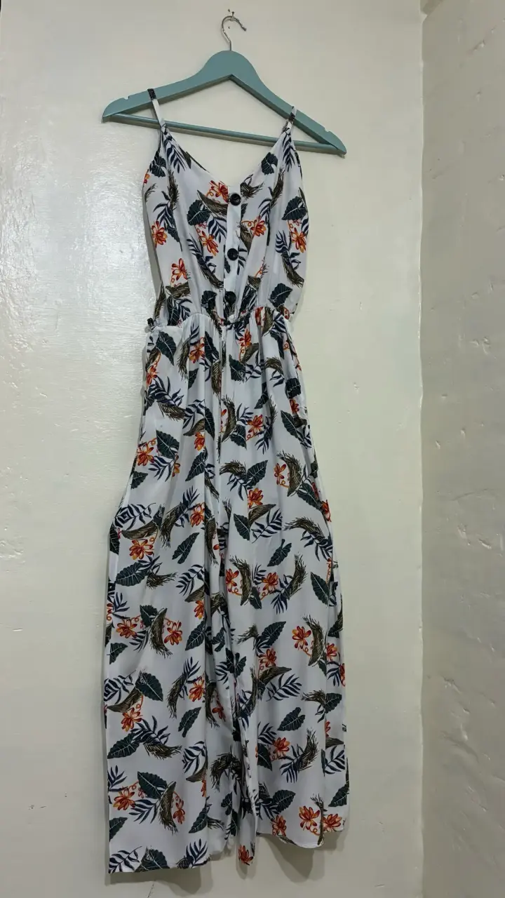 Vestido largo floral blanco