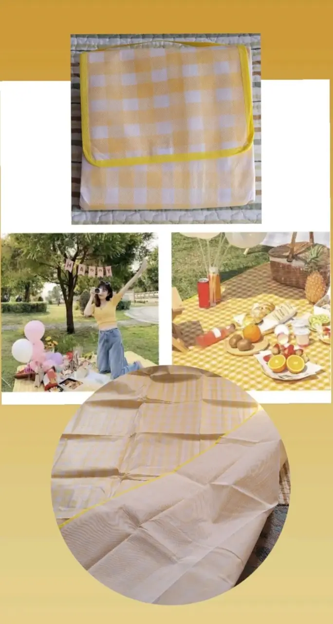 Manta picnic amarilla a cuadros