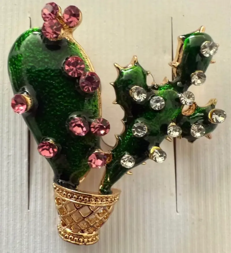 Broche vintage cactus y cristales