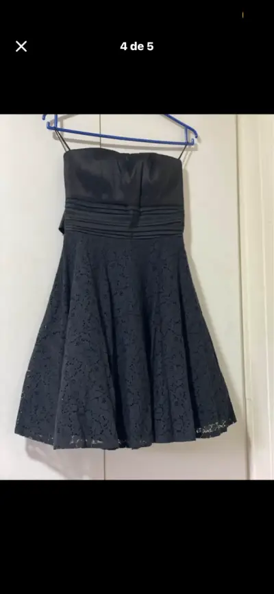 Vestido negro encaje strapless - miniatura 1