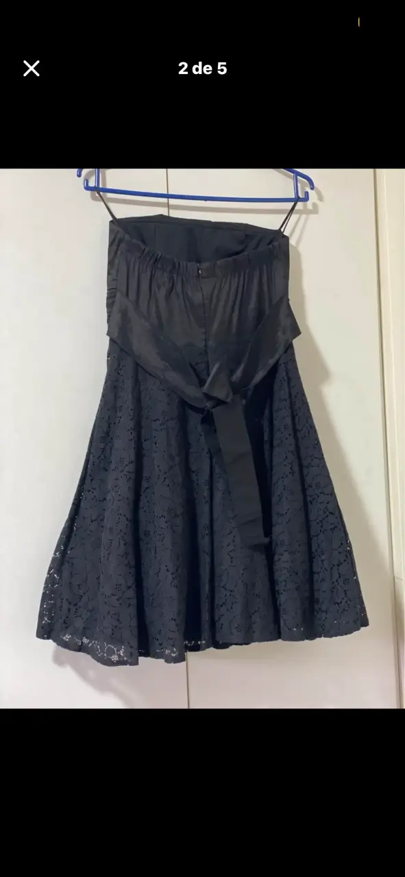 Vestido negro encaje strapless - 2