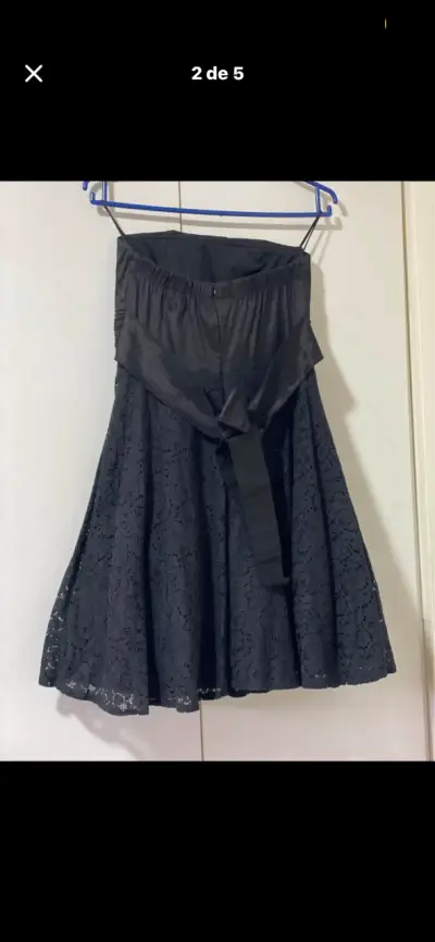 Vestido negro encaje strapless - miniatura 2