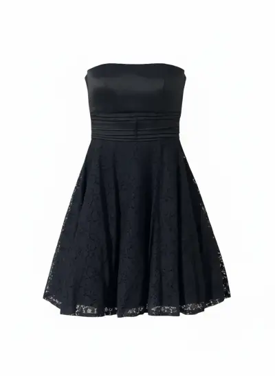Vestido negro encaje strapless - miniatura 4