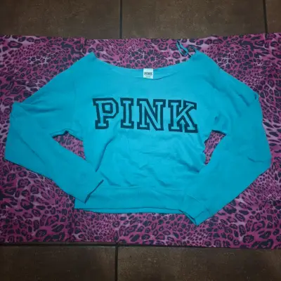 Polerón azul PINK abierto de hombros y2k - miniatura 1