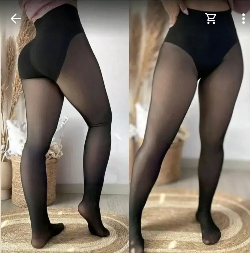 Pantys negras efecto piel con calzón faja - 2