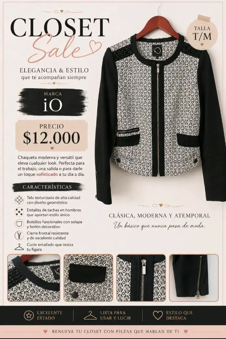 Chaqueta elegante iO blanco y negro - 2