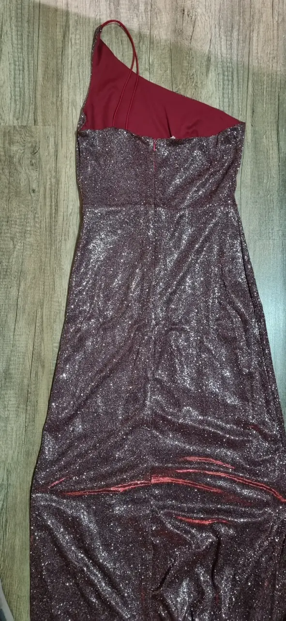 Vestido largo brillante rojo - 2