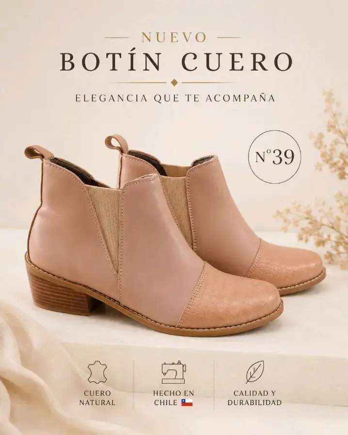 Botín cuero natural 39 - 1