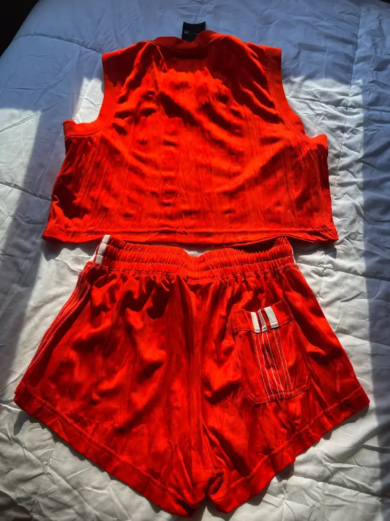 Conjunto deportivo adidas original rojo sin mangas - 2