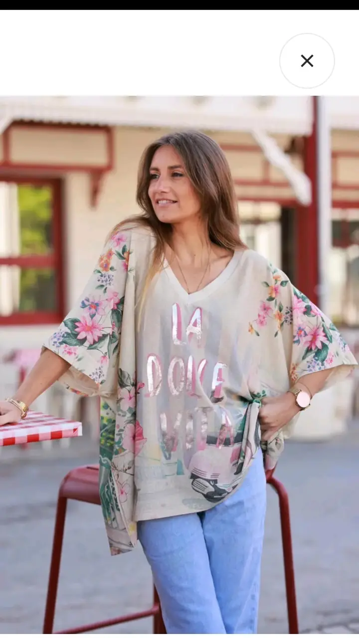 Blusa estampada con arte floral - 3