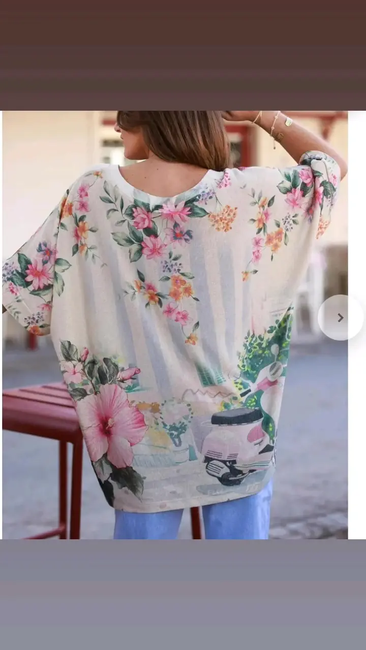 Blusa estampada con arte floral - 4