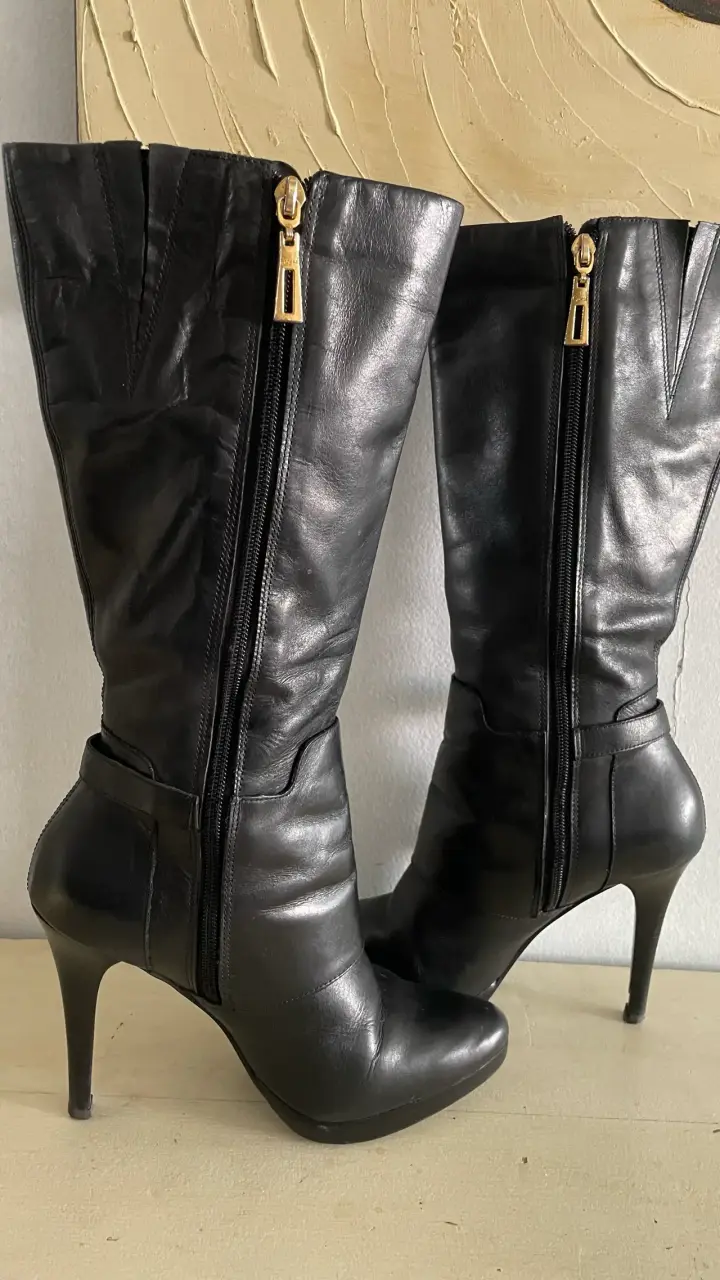 Botas de cuero negras con hebilla - 5