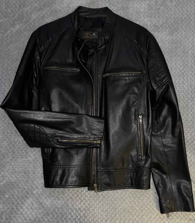 Chaqueta de cuero negra para hombre