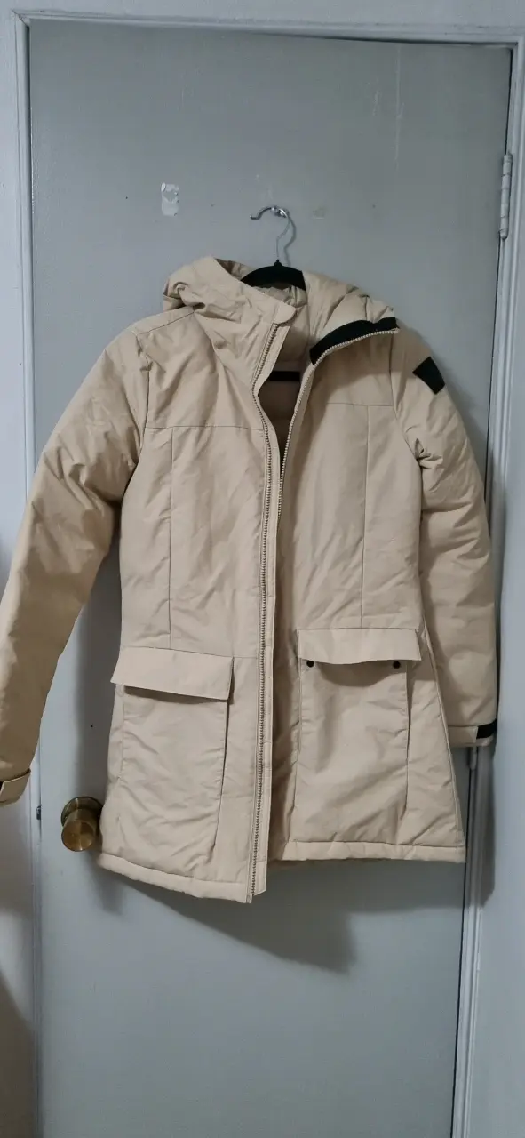 Parka beige con capucha - 1