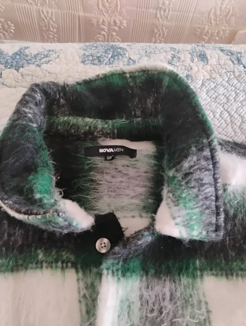 Chaqueta cuadros gris y verde - 5