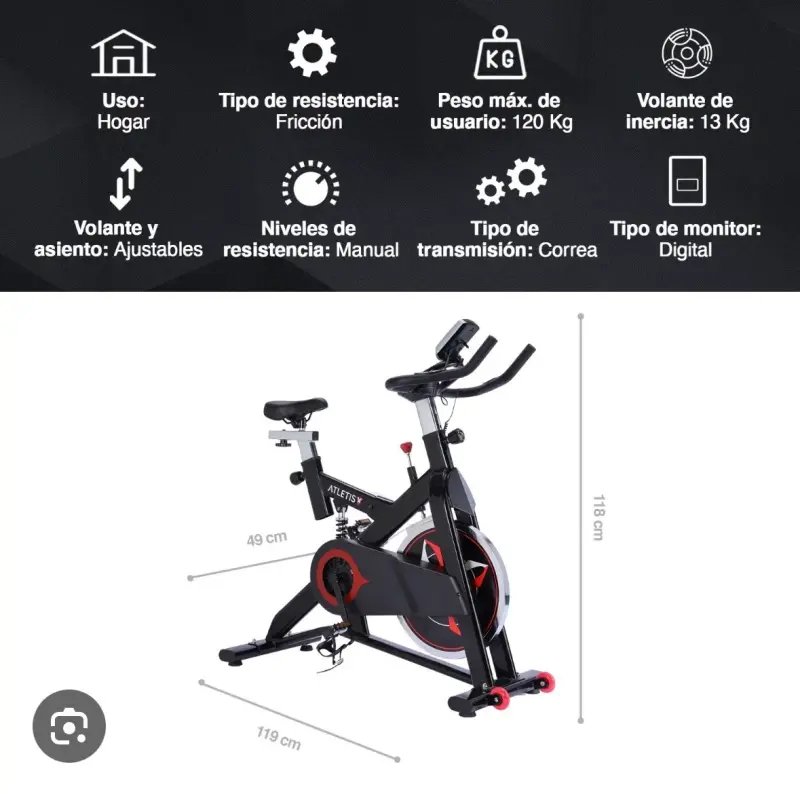 BICICLETA SPINNING ATLETIS DISCO DE 13 kg - 3