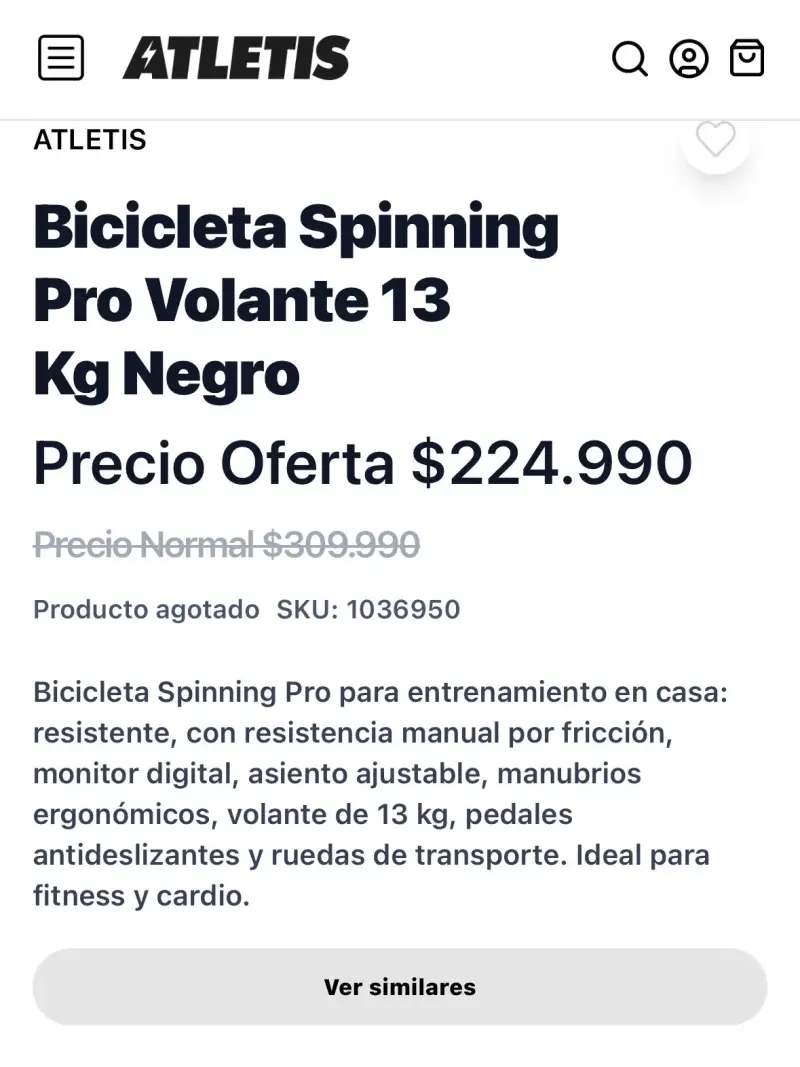 BICICLETA SPINNING ATLETIS DISCO DE 13 kg - 5