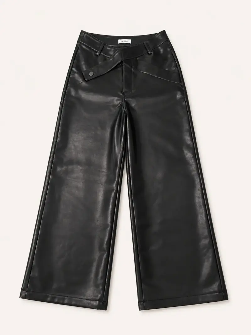 Pantalones anchos de cuero negro