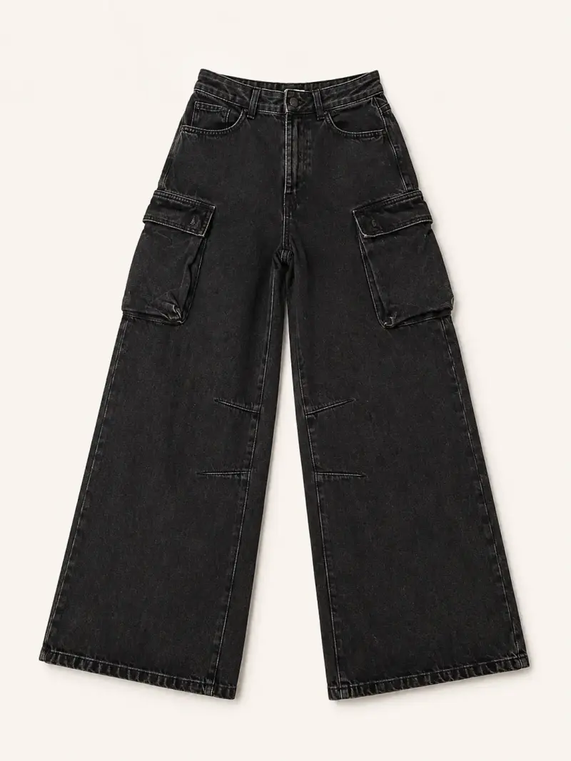 Pantalones cargo anchos negros