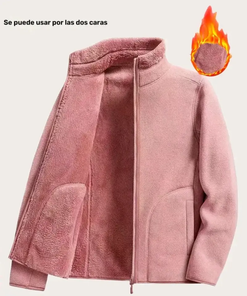 Chaqueta de lana reversible rosa