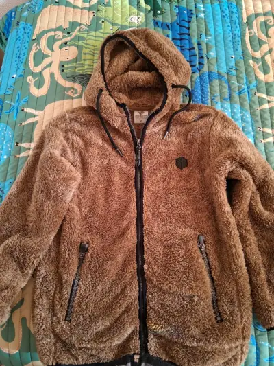 Chaqueta con capucha de polar marrón talla 12 - miniatura 1