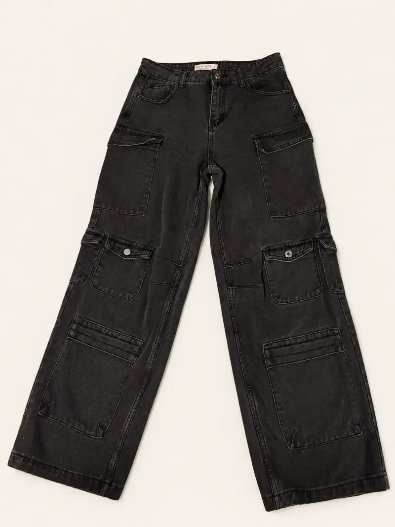 Pantalones cargo negros mujer