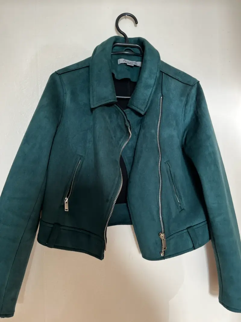 Chaqueta biker verde mujer - 1