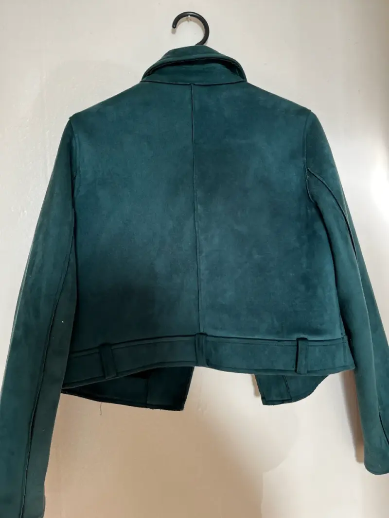 Chaqueta biker verde mujer - 3